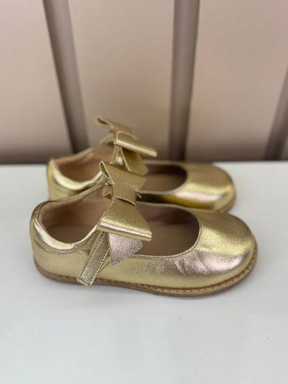 Sapatilha Infantil Mariah Retrô Laço Removível Dourado - Gracia