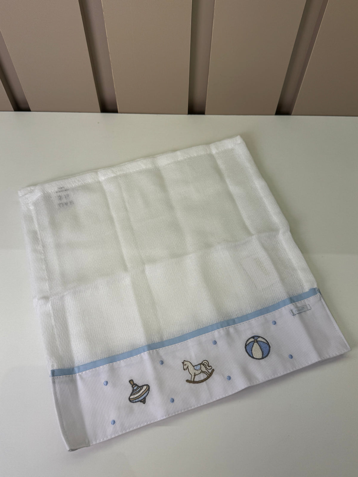 Kit 3 Fraldinhas Boca Bebê Luxo Bordadas Azul Cavalinhos - Roana