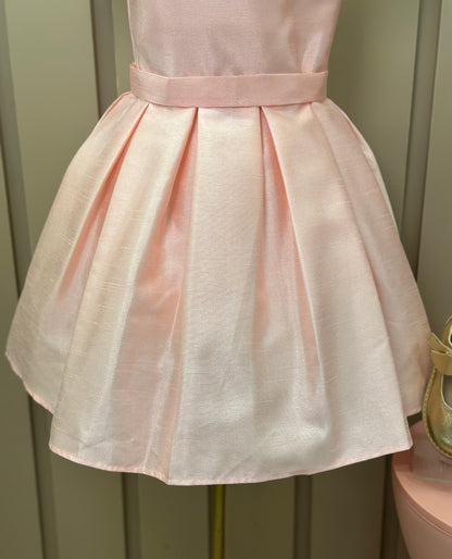 Vestido Infantil Festa Manga e Laço Rosa - Mon Sucré