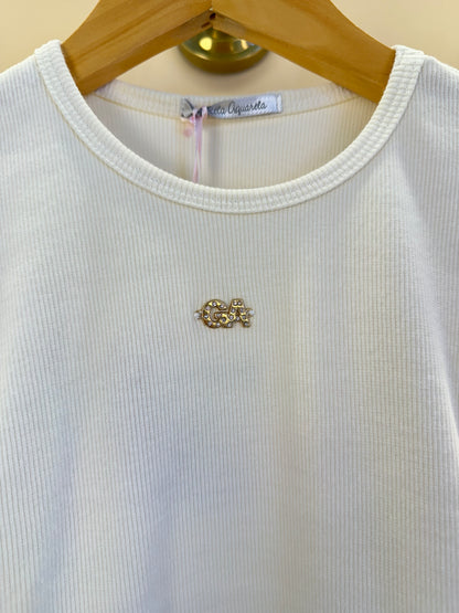 Blusa Infantil Off White de Renda nas Laterais - Gabriela Aquarela