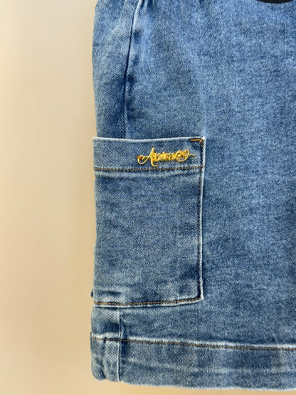 Jardineira Infantil Jeans Disney - Animê