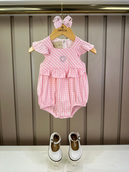 Romper Bebê Algodão Fofinho Rosa Strass - Um Mais Um