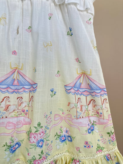 Vestido Infantil Estampa Delicada Flores Alças Babadinho- Petit Cherie