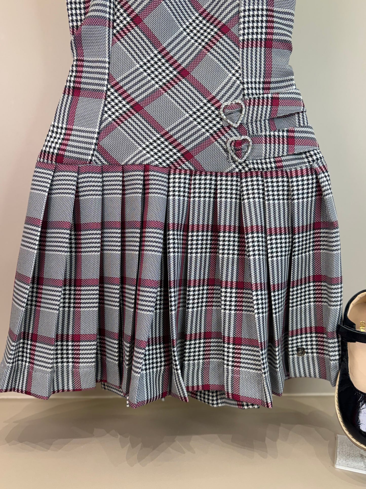 Vestido Teen Alfaiataria Xadrez com Pregas - Two In