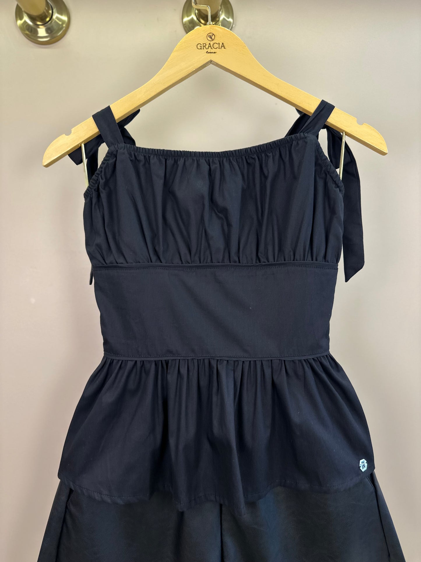 Conjunto Teen Blusa Busto Franzido e Shorts Clochard Couro Tech Preto - Two In