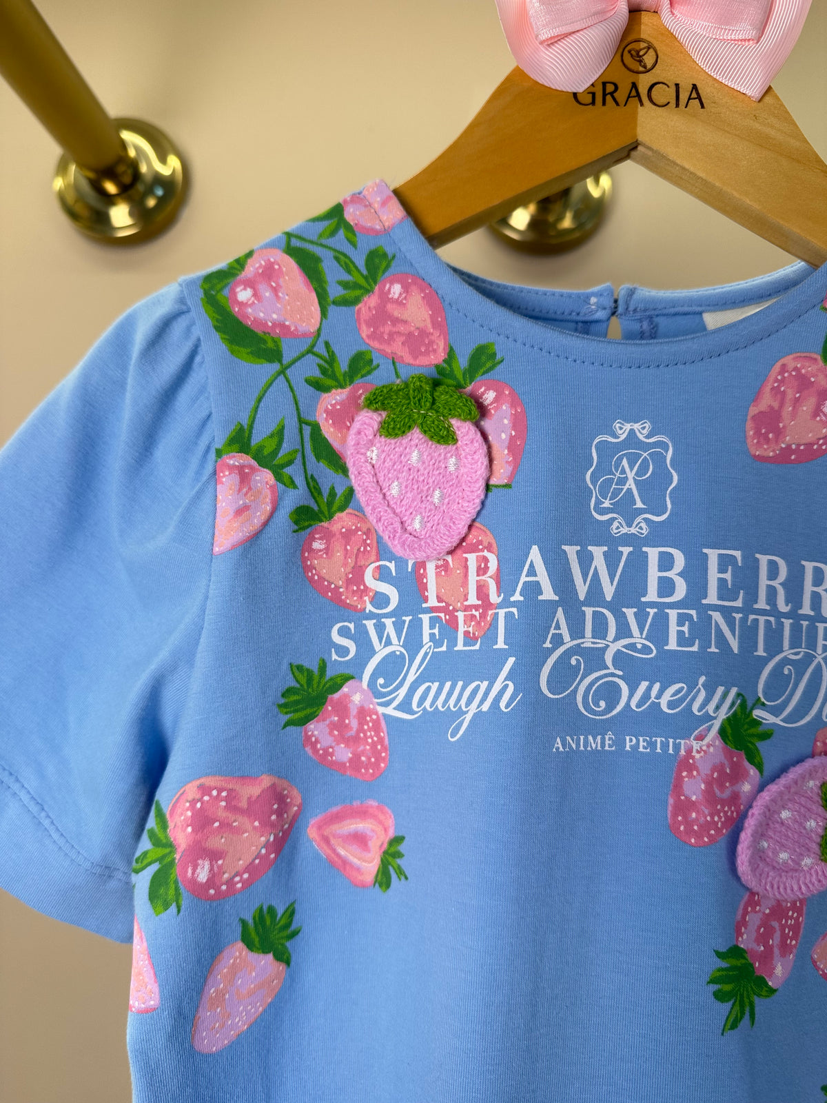 Vestido Infantil Azul Estampa Exclusiva Strawberry - Animê