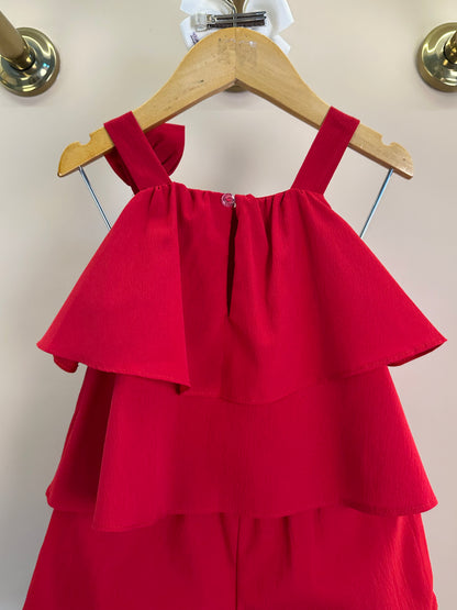 Conjunto Infantil Blusa Babado Laço Lateral e Shorts Vermelho - Mon Sucre