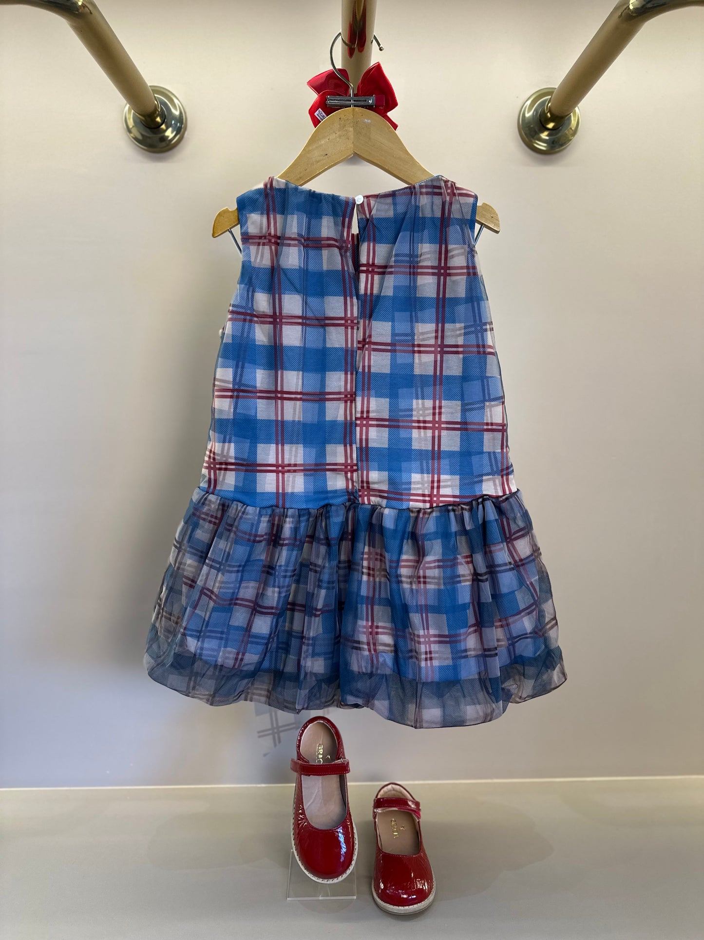 Vestido Infantil Tule Balonê Tartan Xadrez - Animê