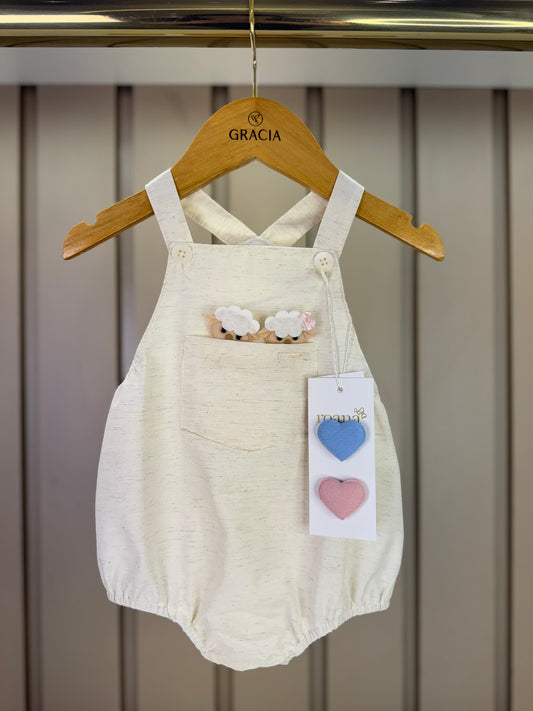 Jardineira Bebê Revelação Ovelha - Roana