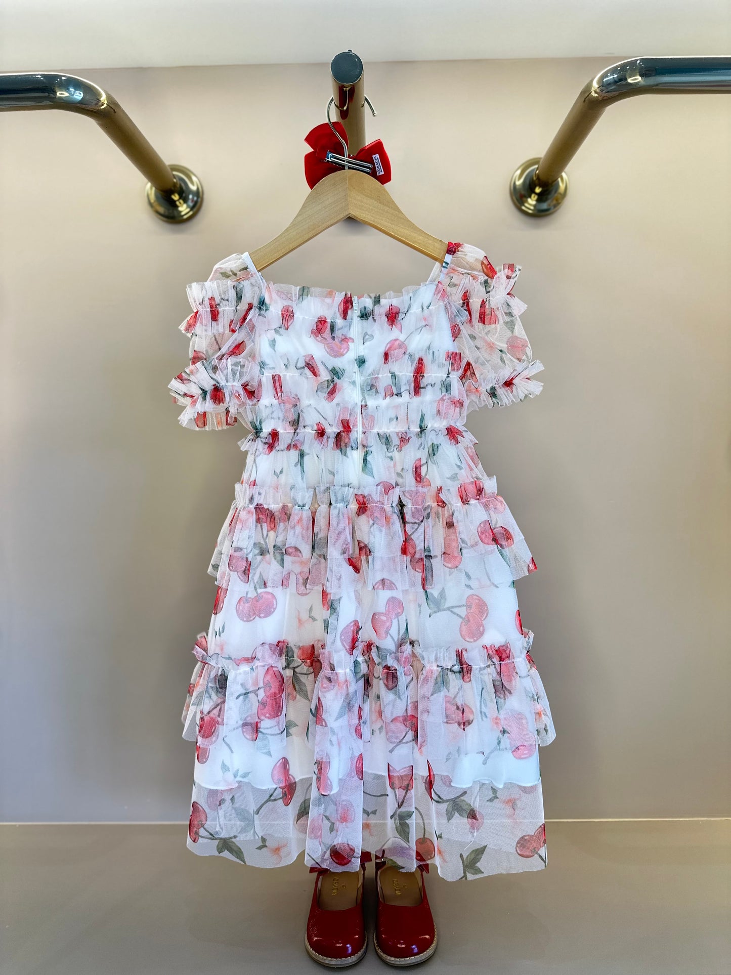 Vestido Infantil Rodado Tule Cerejinha - Luluzinha