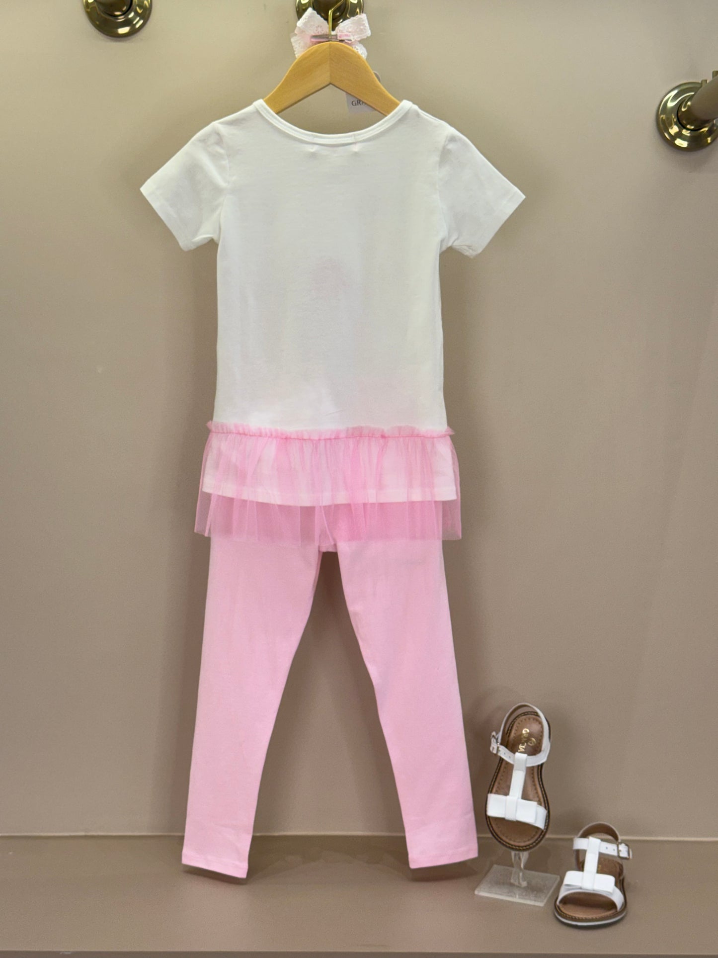 Conjunto Infantil Blusa Flor Tule e Legging - Mon Sucre