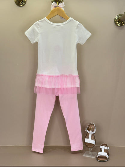 Conjunto Infantil Blusa Flor Tule e Legging - Mon Sucre