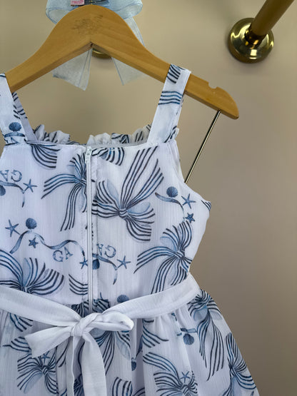 Vestido Infantil Musseline Em Camadas Estampa Sonhos À Beira Mar - Gabriela Aquarela