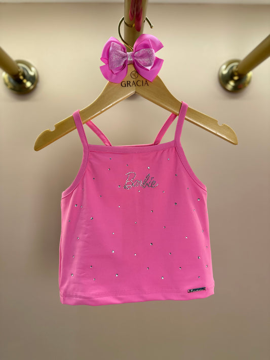 Blusa Infantil Light Cristais Barbie Rosa Pop Pink - Pituchinhus