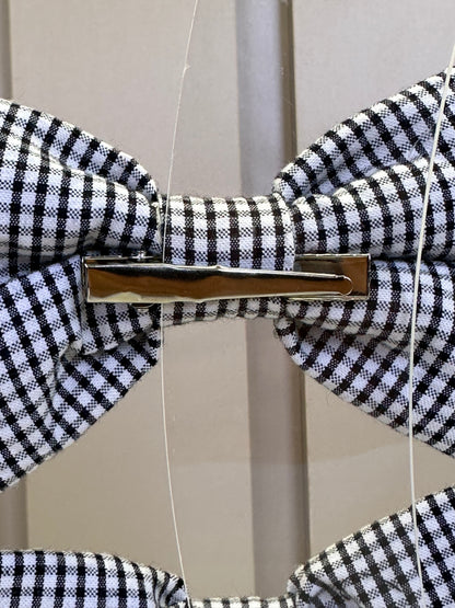 Presilha Infantil Laço Puffer Xadrez Preto e Branco - Pituchinhus