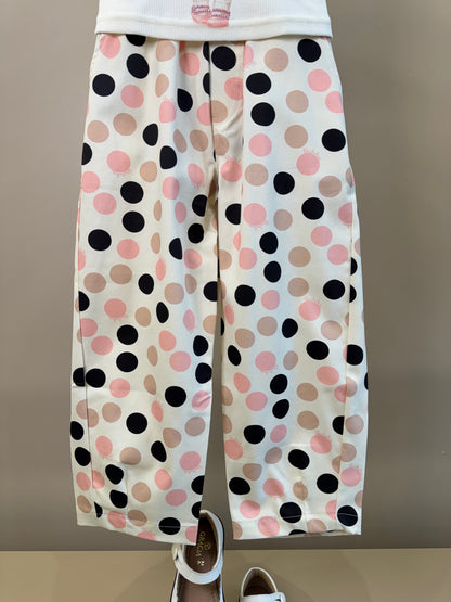 Conjunto Infantil Regata Ursinha Vestido de Poá e Calça Infantil Baggy Sarja Estampa Poá Bolsos Com Laços - Pituchinhus