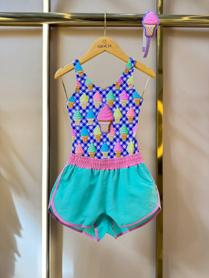 Maiô Infantil Carolina Ice Cream - Siri Kids