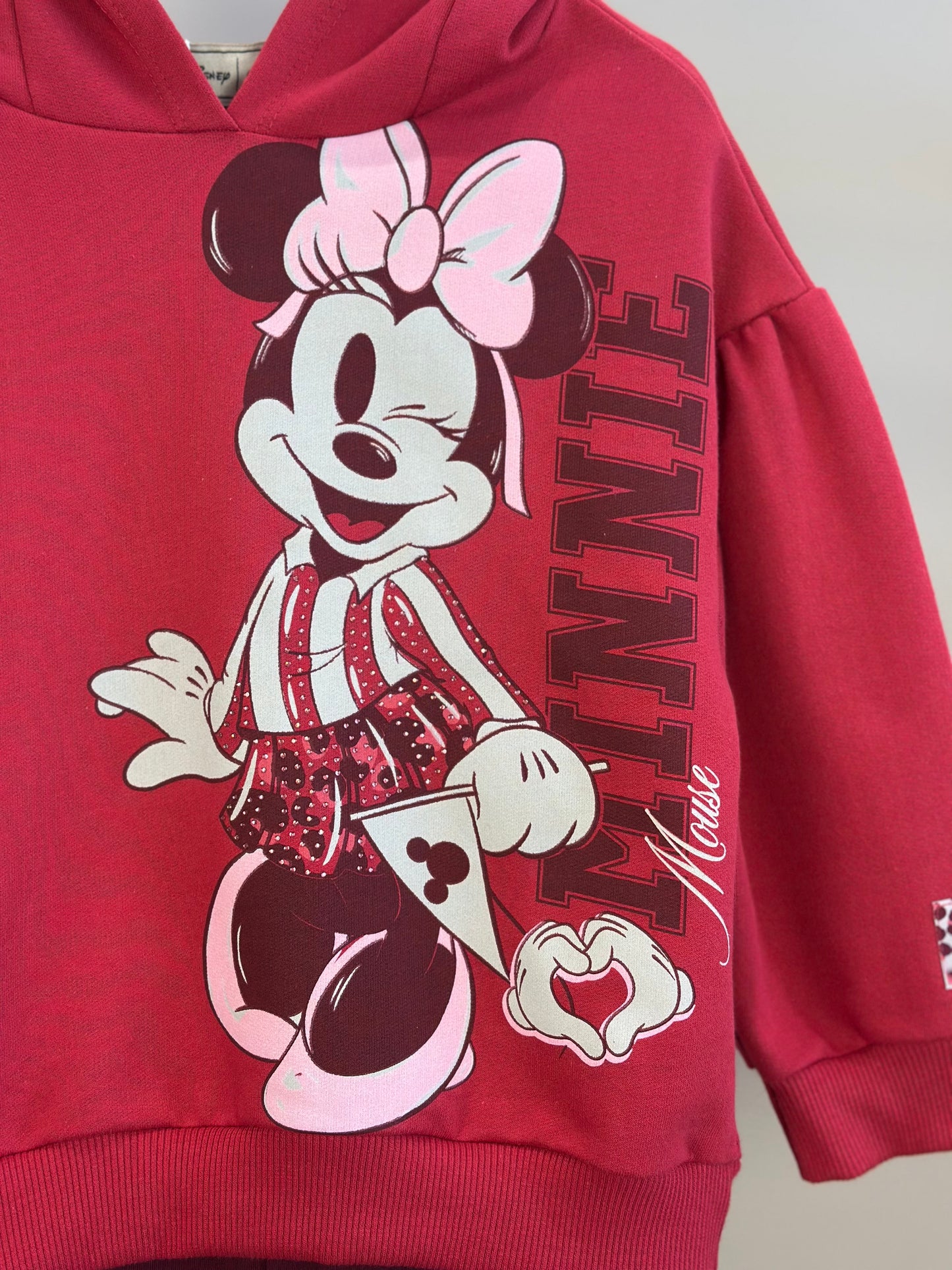 Conjunto Infantil Casaco Capuz e Orelha Minnie e Legging Cranberry - Animê