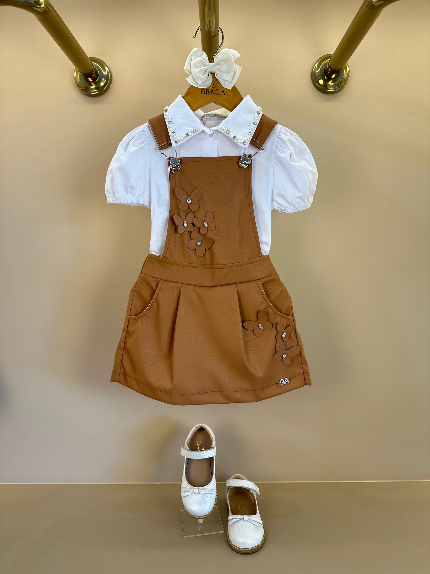Camisa Infantil Algodão Gola Cristais Branca - Gabriela Aquarela