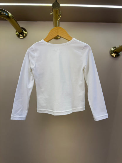 Blusa Infantil Cotton Ursinha Moldura Cristais Off White - Pituchinhus