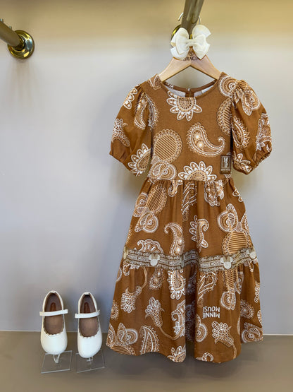 Vestido Infantil Midi Minnie Paisley Manga Princesa - Animê