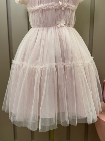 Vestido Infantil Festa Tule Rosa Borboletas 3D - Petit Cherie