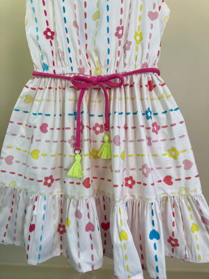 Vestido Infantil Algodão Estampado Cintinho - Beabá