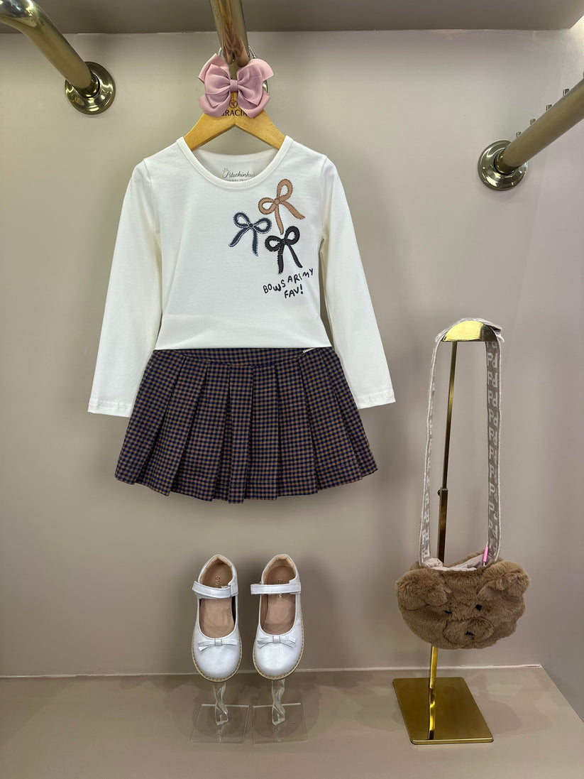 Blusa Infantil Cotton Laços Bows Are My Fav Off  White - Pituchinhus