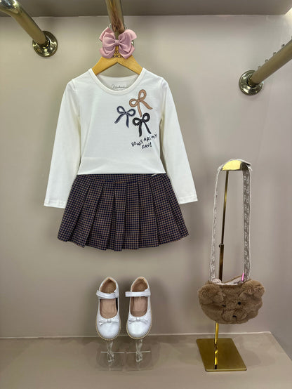 Blusa Infantil Cotton Laços Bows Are My Fav Off  White - Pituchinhus