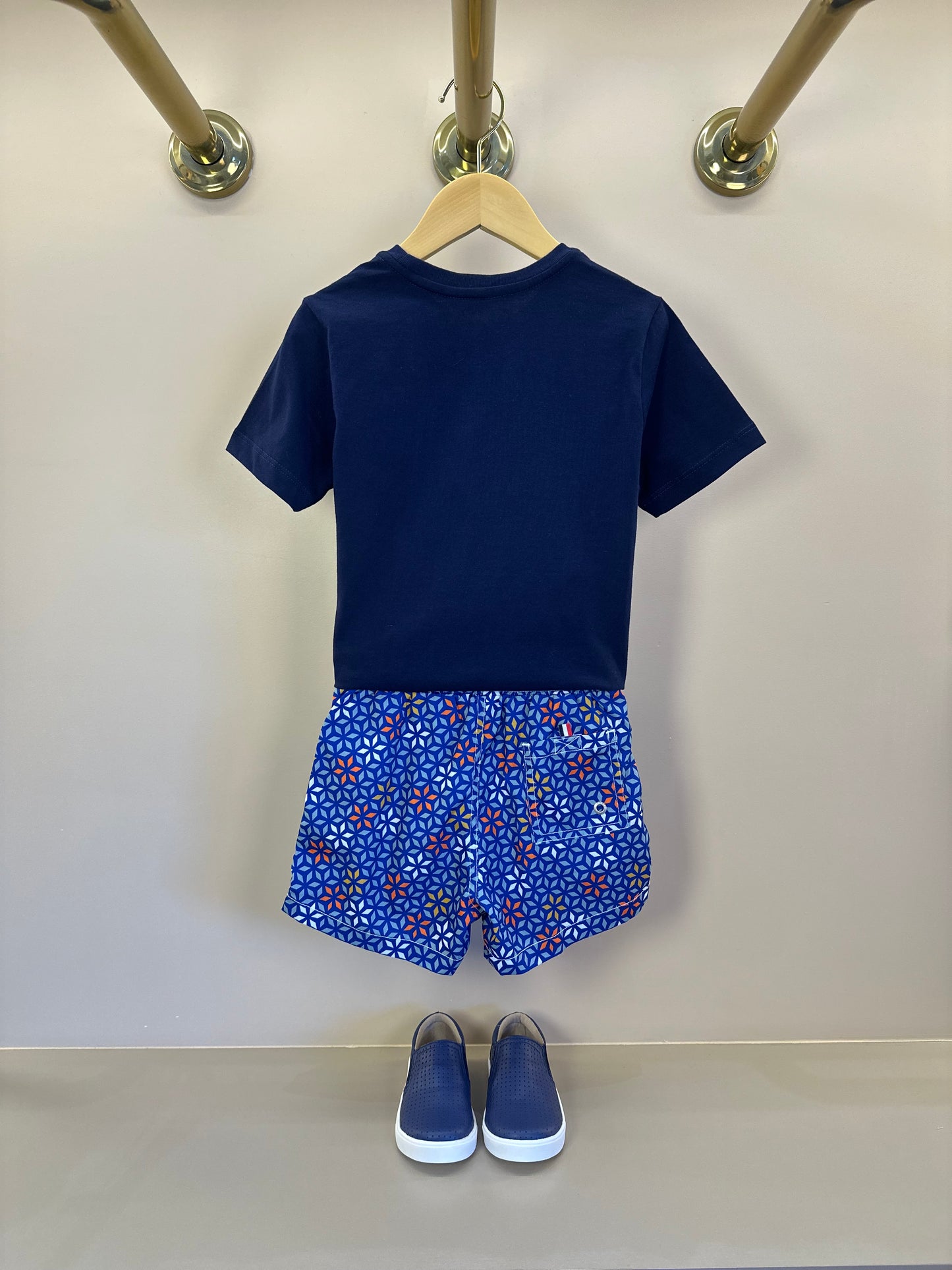 Conjunto Infantil Camiseta Algodão Marinho e Shorts Estampado - Dudes