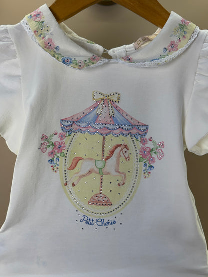 Conjunto Infantil Blusa Strass e Shorts Amarelo Estampa Florais - Petit Cherie