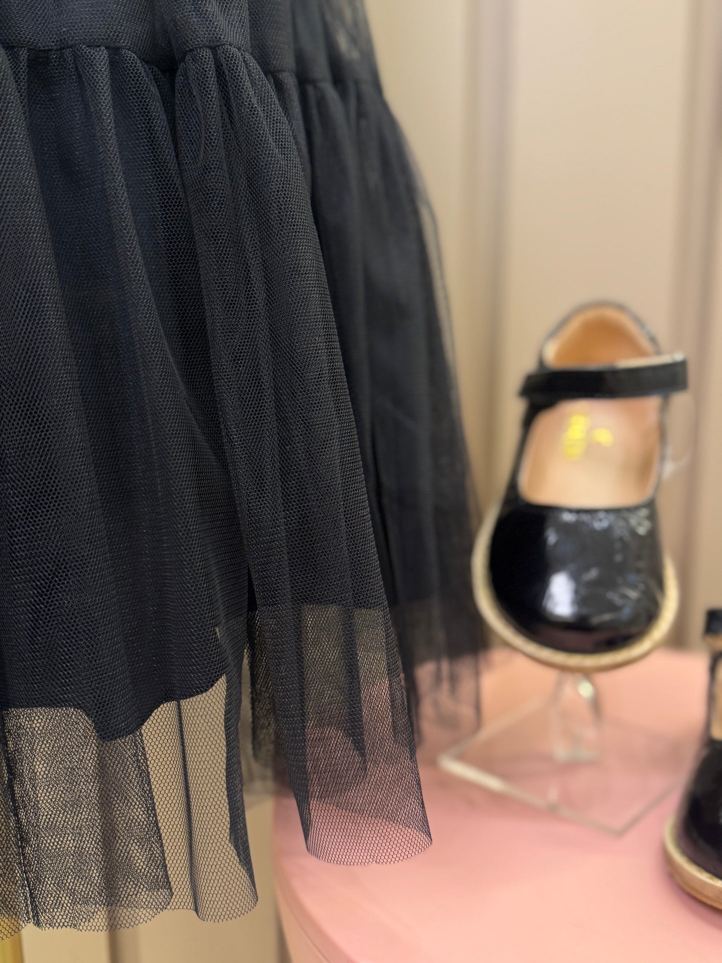 Vestido Infantil Alfaiataria Tule Strass Preto - Petit Cherie