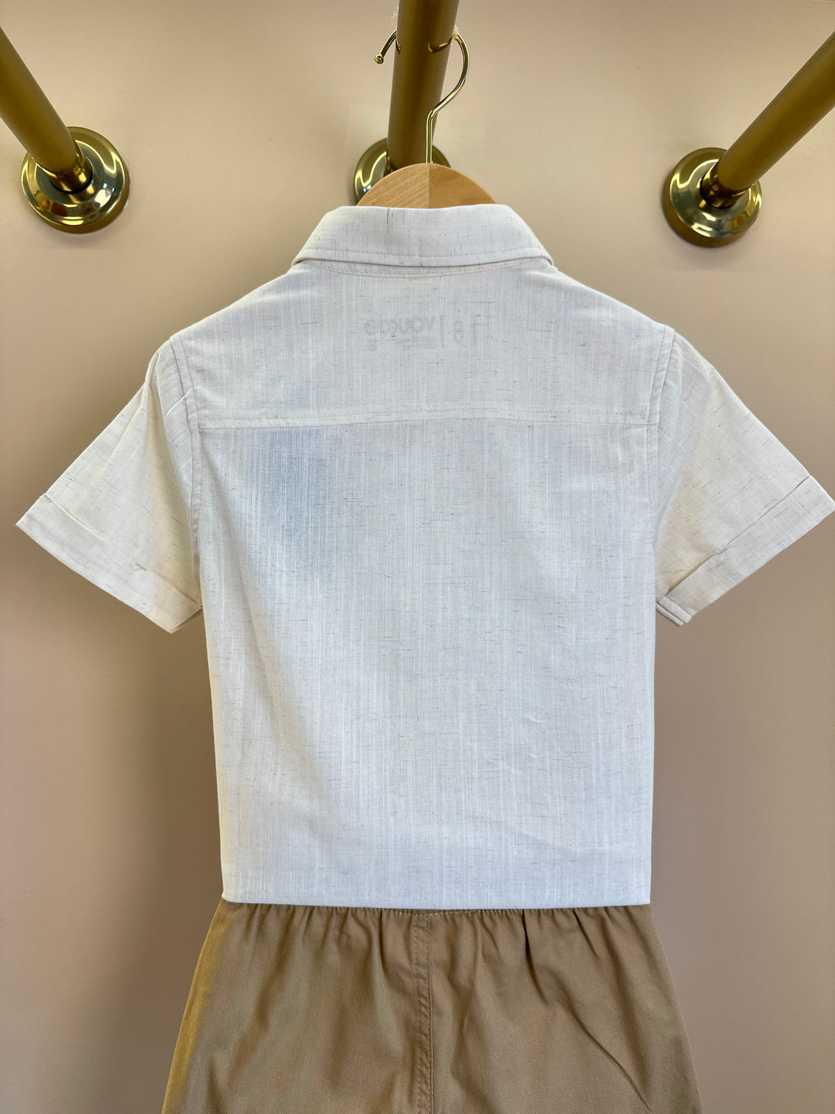 Conjunto Infantil Camisa Manga Curta e Bermuda Off White - Youccie
