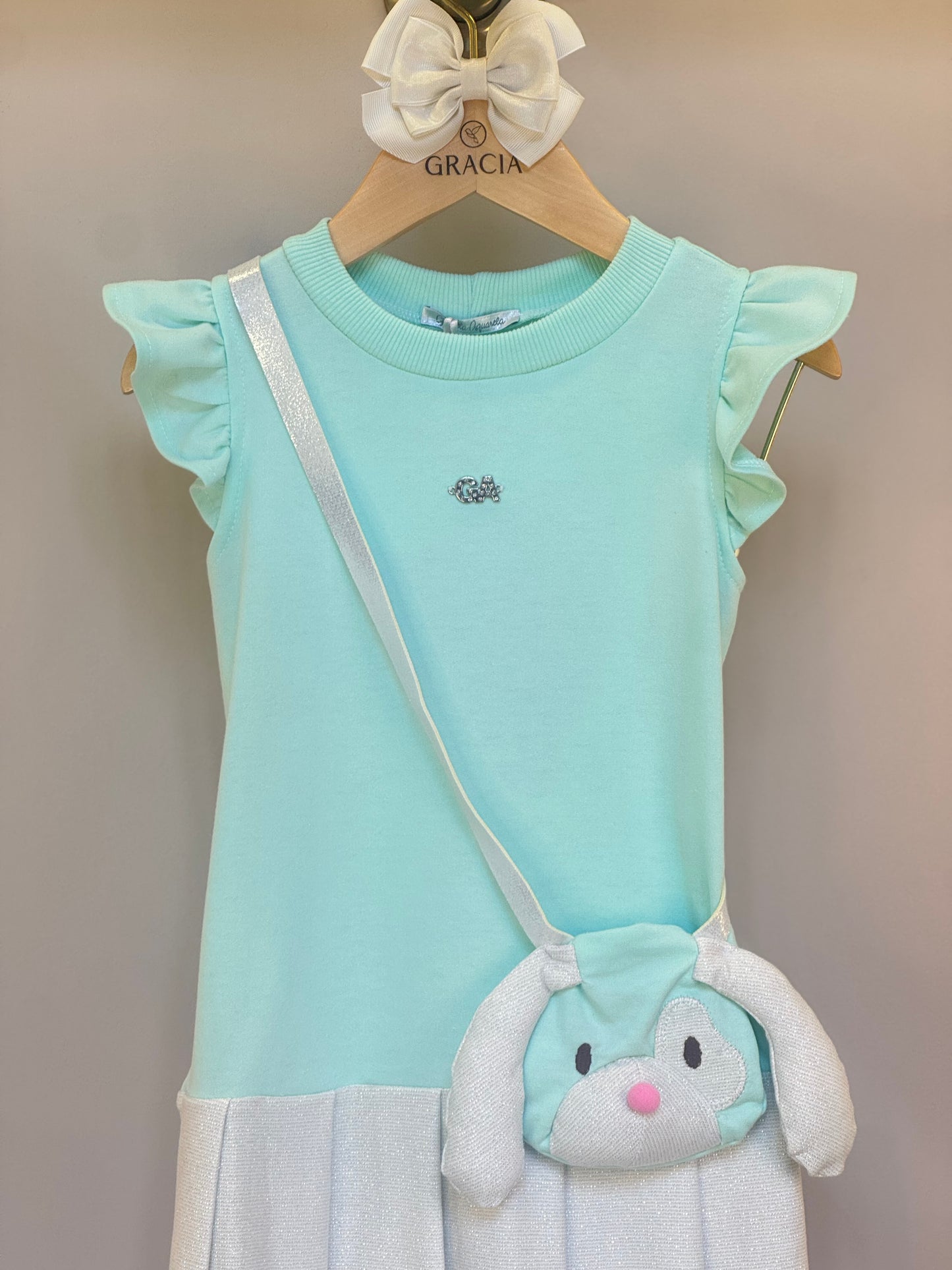 Vestido Infantil Comfy com Bolsa de Cachorrinho Acqua - Gabriela Aquarela