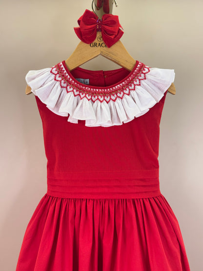 Vestido Infantil Clássico Algodão Beatriz Vermelho - Gracia