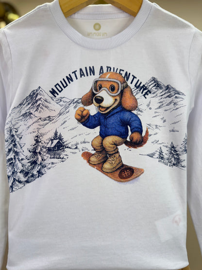 Conjunto Bebê Camiseta ML Ursinho Ski e Calça Moletom Cargo Bege - Um Mais Um
