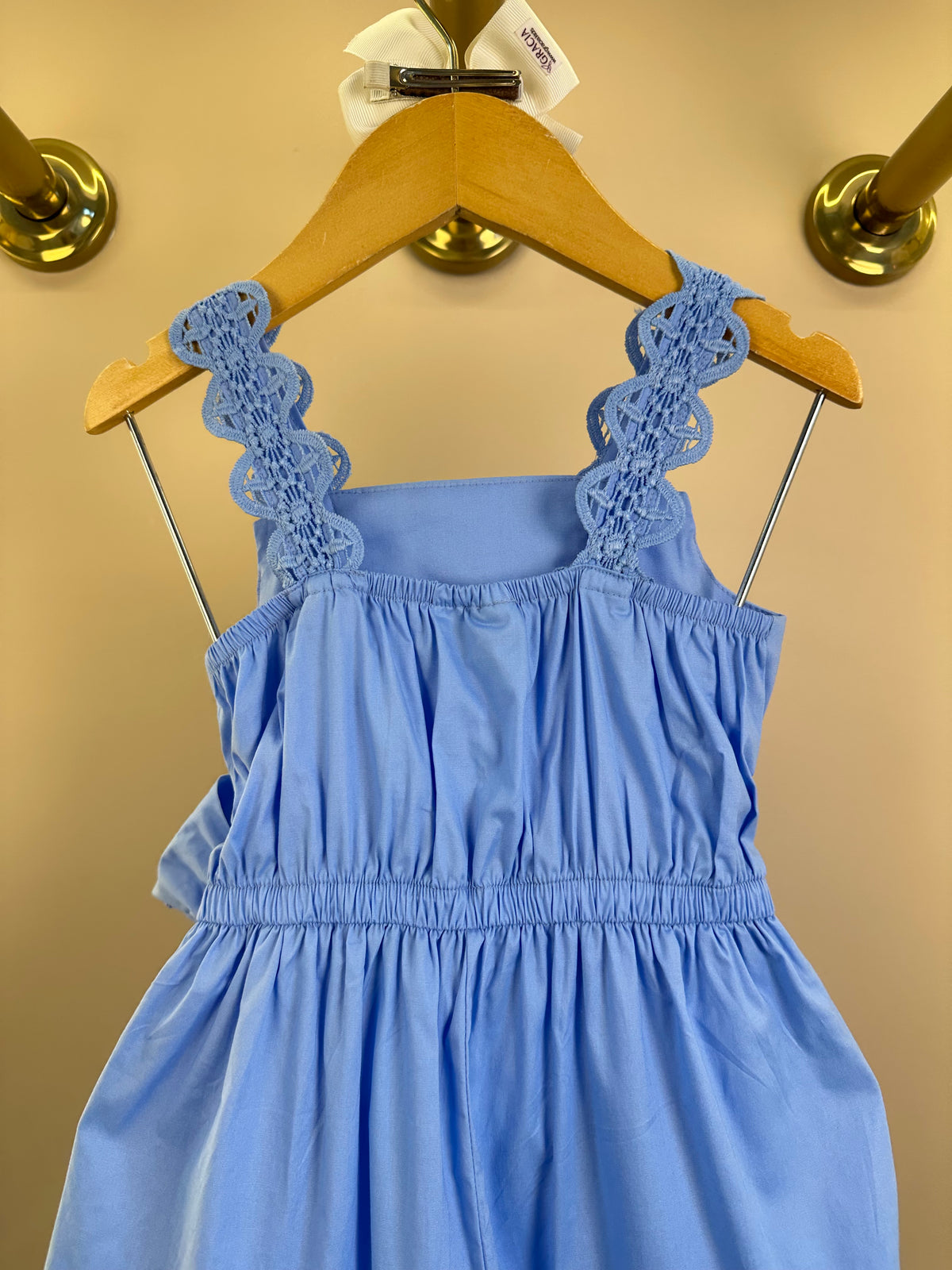 Vestido Infantil Azul Claro Rendinha Laço Maxxi - Animê