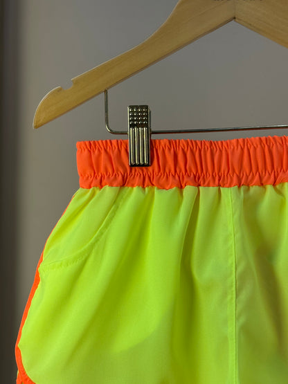 Shorts Infantil Letícia Amarelo Fluor com Laranja - Siri Kids