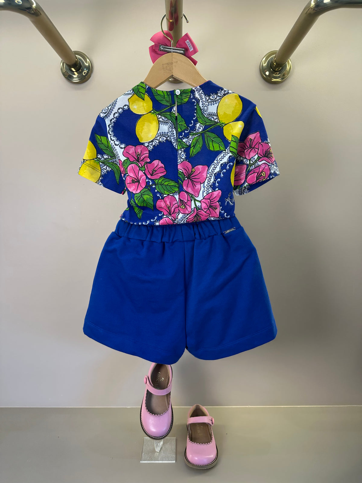 Conjunto Infantil Blusa Estampa Primavera Floral e Limões e Shorts Laço - Animê