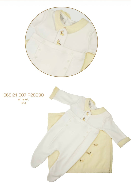 Saída de Maternidade Algodão Girafinha Amarelo - Roana