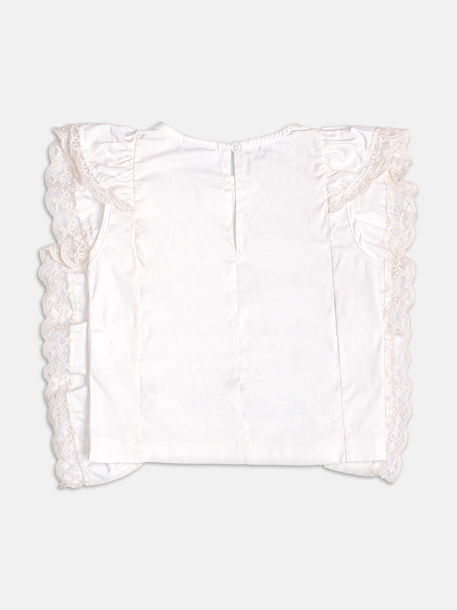 Conjunto Infantil Blusa Bordado Inglês e Calça Jeans Cós Clochard - Momi