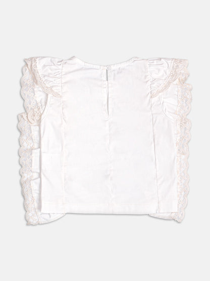 Conjunto Infantil Blusa Bordado Inglês e Calça Jeans Cós Clochard - Momi