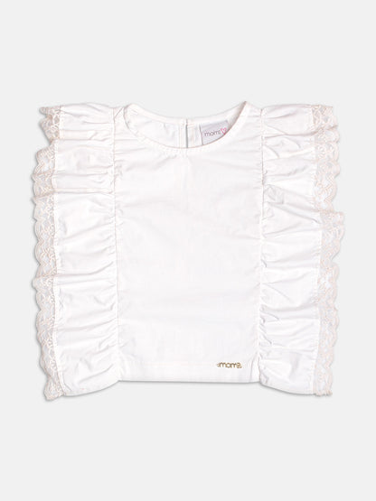 Conjunto Infantil Blusa Bordado Inglês e Calça Jeans Cós Clochard - Momi