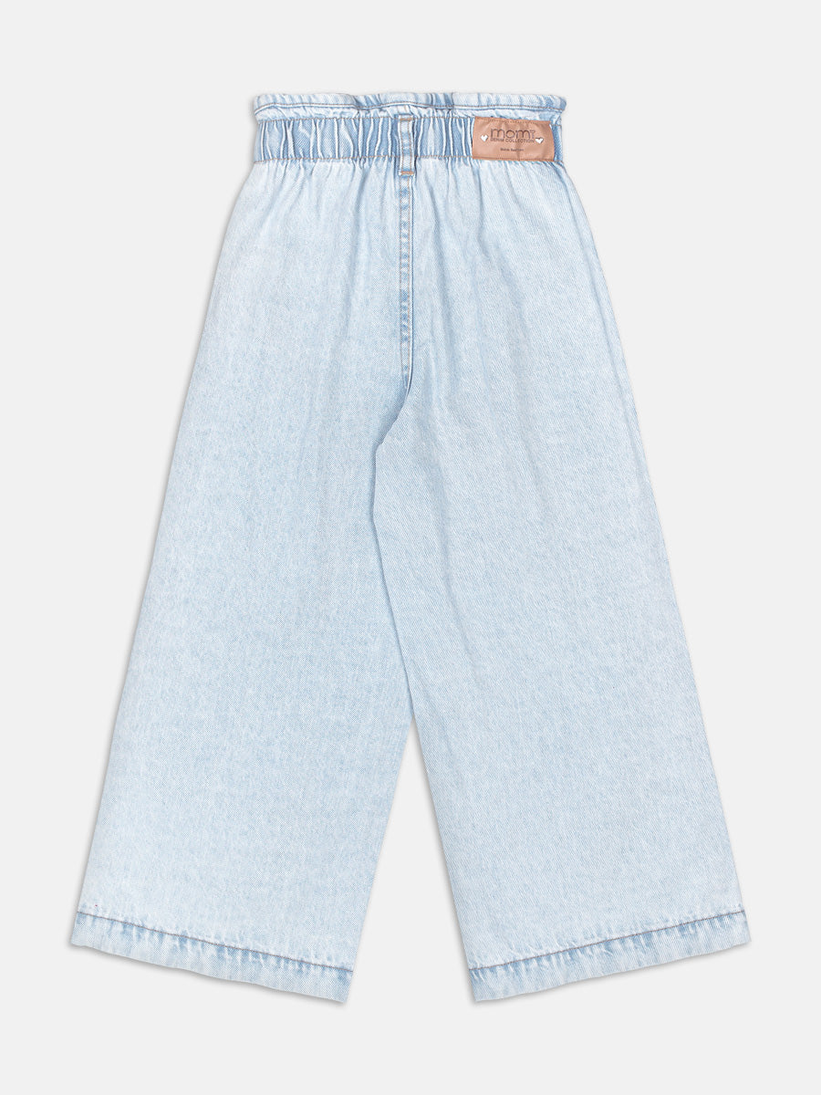 Conjunto Infantil Blusa Bordado Inglês e Calça Jeans Cós Clochard - Momi