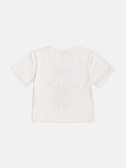 Conjunto Infantil  Blusa Daisy Duck Com Strass Pérola e Saia Tule Bordado Flores Lilás - Momi