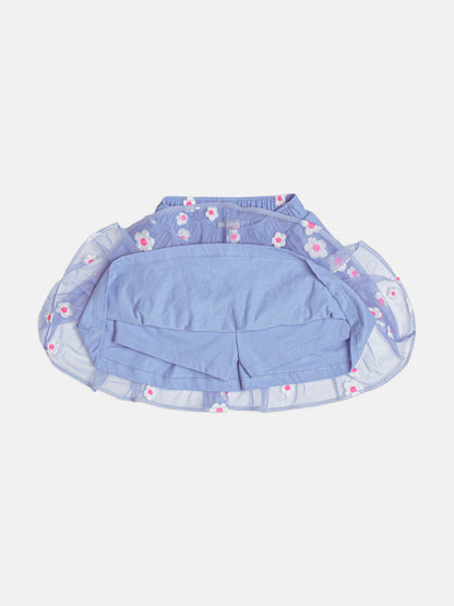 Conjunto Infantil  Blusa Daisy Duck Com Strass Pérola e Saia Tule Bordado Flores Lilás - Momi