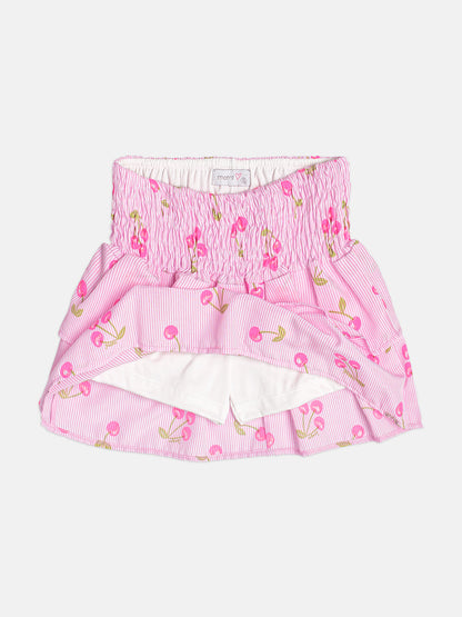 Conjunto Infantil Blusa Cerejas e Saia Franzida Babados Em Camadas - Momi