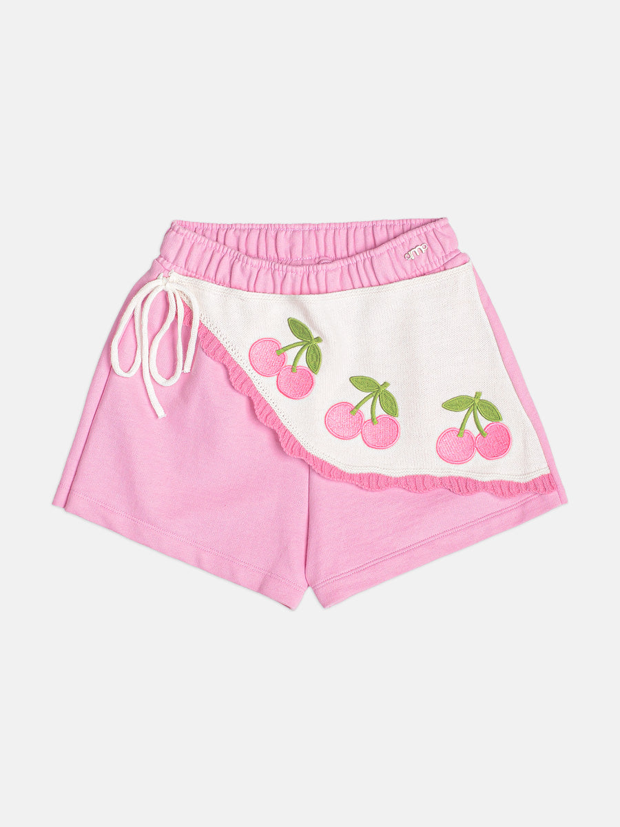 Conjunto Infantil Regata e Shorts Com Transpasse Cerejas - Momi