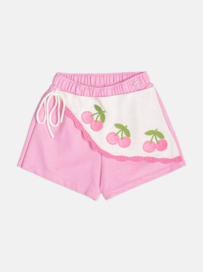 Conjunto Infantil Regata e Shorts Com Transpasse Cerejas - Momi