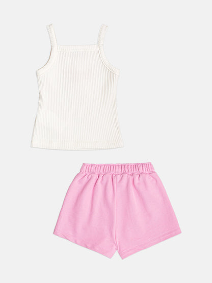 Conjunto Infantil Regata e Shorts Com Transpasse Cerejas - Momi
